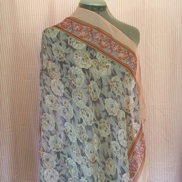 Vintage 1960's Silk Cacharel Floral Scarf - Picture 1 of 5
